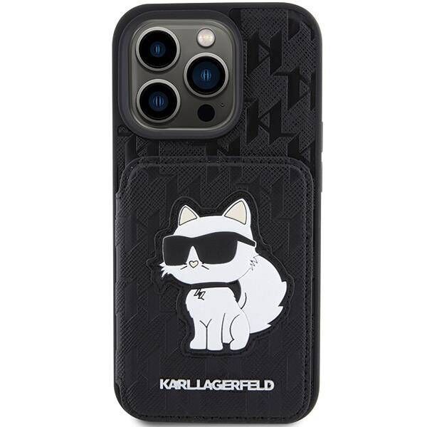 Original Case APPLE IPHONE 15 PRO MAX Karl Lagerfeld Hardcase Saffiano Cardslots and Stand Monogram Choupette (KLHCP15XSAKCNSCK) black 3666339169626