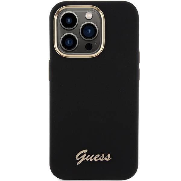 Original Case APPLE IPHONE 15 PRO Guess Hardcase Silicone Script Metal Logo & Frame (GUHCP15LSMBSLK) black 3666339149345