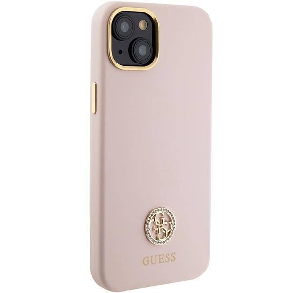 Original Case APPLE IPHONE 15 Guess Hardcase Silicone Logo Strass 4G (GUHCP15SM4DGPP) light pink 3666339148904