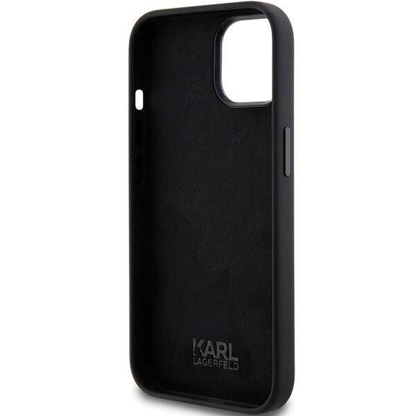 Original Case APPLE IPHONE 15 PLUS Karl Lagerfeld Silicone Choupette Metal Pin (KLHCP15MSMHCNPK) black 3666339166366