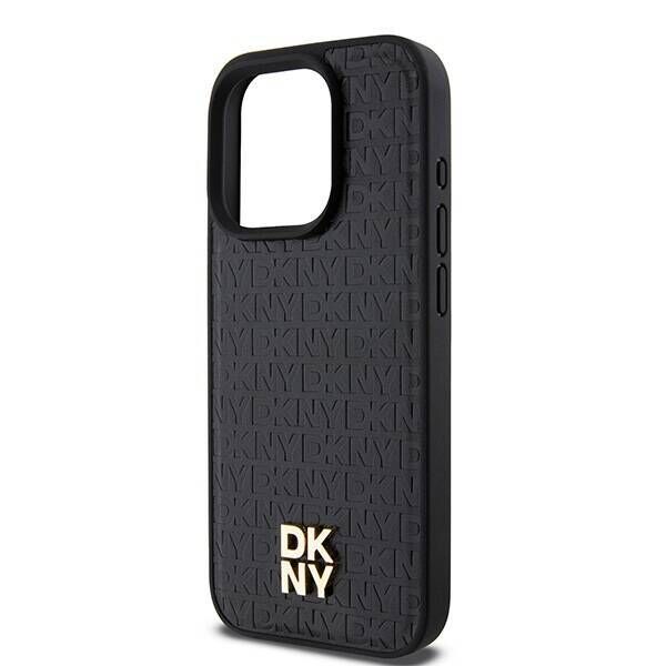 Original Case APPLE IPHONE 15 PRO DKNY Hardcase Leather Pattern Monogram Metal Logo MagSafe (DKHMP15LPSHRPSK) black 3666339261535