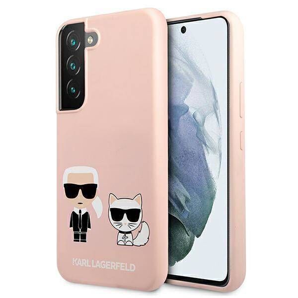 Original Case SAMSUNG GALAXY S22+ PLUS Karl Lagerfeld Hardcase Silicone Ikonik Karl & Choupette (KLHCS22MSSKCI) light pink 3666339046965