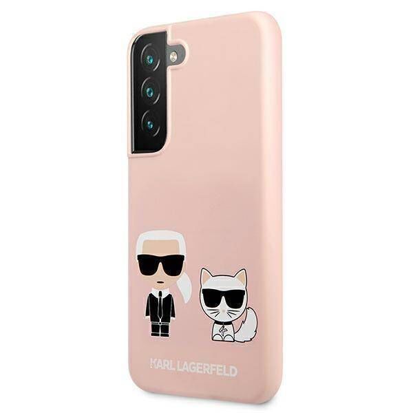 Original Case SAMSUNG GALAXY S22+ PLUS Karl Lagerfeld Hardcase Silicone Ikonik Karl & Choupette (KLHCS22MSSKCI) light pink 3666339046965