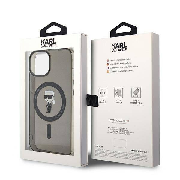 Original Case IPHONE 13 / 14 / 15 Karl Lagerfeld Hardcase IML Ikonik MagSafe (KLHMP14SHFCKNOK) black 3666339162115