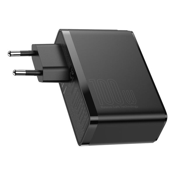 Baseus Incarcator 2x USB-C PD 100W, 2x USB-A QC3.0 with Cable Type-C to Type-C - Baseus (CCGAN2P-L01) - Black 6953156204683 έως 12 άτοκες Δόσεις