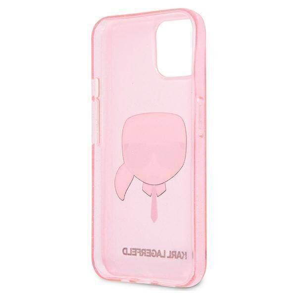 Original Case IPHONE 13 MINI Karl Lagerfeld Hardcase Glitter Karl`s Head (KLHCP13SKHTUGLP) pink 3666339027537