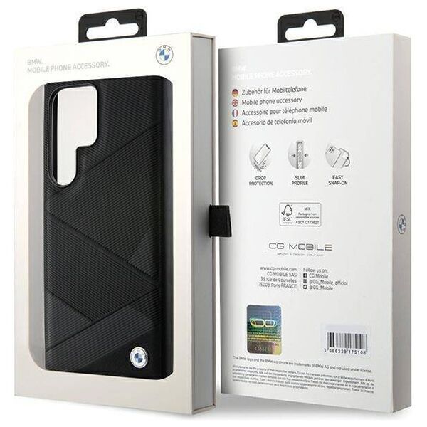 Original Case SAMSUNG GALAXY S24 ULTRA BMW Hardcase Signature Leather Crossing Lines Pattern (BMHCS24L23RCGPK) black 3666339242640