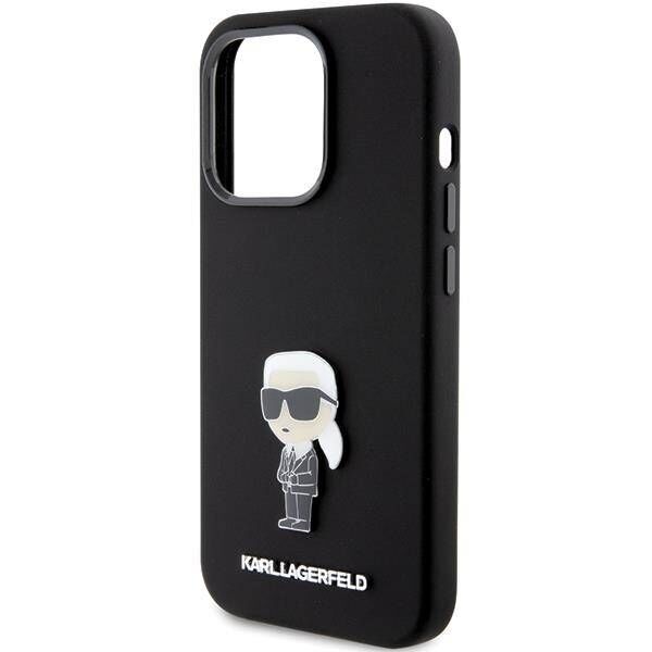 Original Case APPLE IPHONE 15 PRO Karl Lagerfeld Silicone Ikonik Metal Pin (KLHCP15LSMHKNPK) black 3666339166014