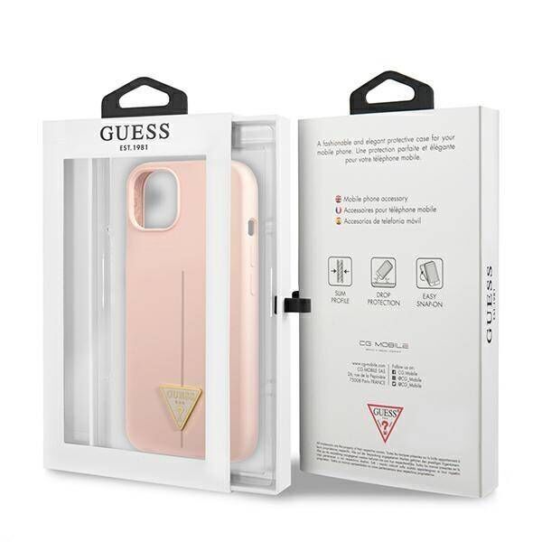 Case IPHONE 13 Guess Hardcase Silicone Triangle (GUHCP13MSLTGP) pink 3666339041007