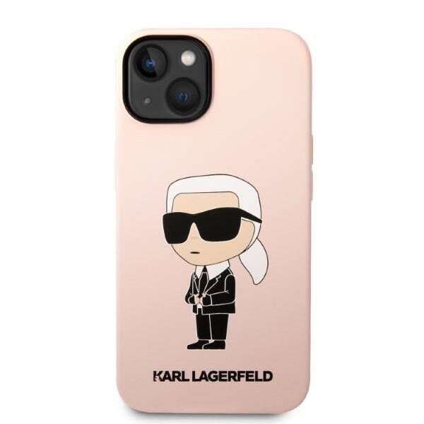 Original Case IPHONE 14 Karl Lagerfeld Hardcase Silicone Ikonik MagSafe (KLHMP14SSNIKBCP) pink 3666339087647