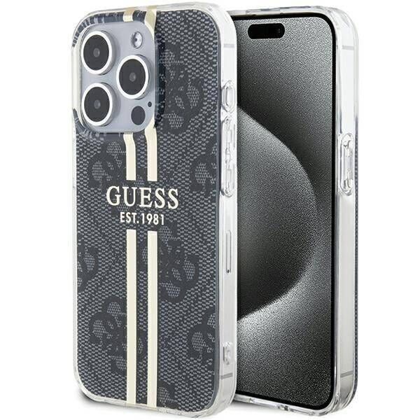 Original Case APPLE IPHONE 15 PRO Guess Hardcase IML 4G Gold Stripe (GUHCP15LH4PSEGK) black 3666339222703