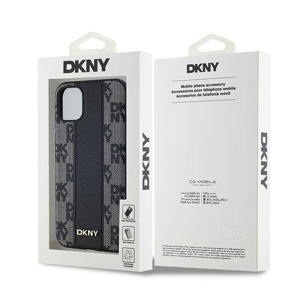 Original Case IPHONE 11 / XR DKNY Hardcase Leather Checkered Mono Pattern MagSafe (DKHMN61PCPVSLK) black 3666339259730