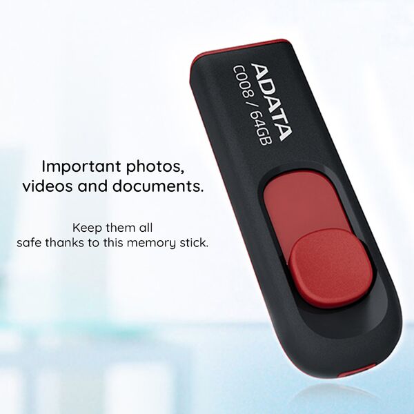 Adata Memory Stick 16GB - Adata C008 (AC008-16G-RKD) - Black 4718050609604 έως 12 άτοκες Δόσεις