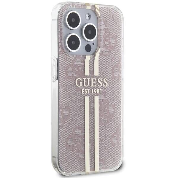 Original Case APPLE IPHONE 15 PRO Guess Hardcase IML 4G Gold Stripe (GUHCP15LH4PSEGP) pink 3666339223120