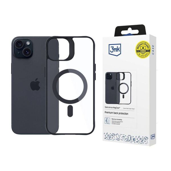 Case APPLE IPHONE 15 3mk Satin Armor MagCase black 5903108563819