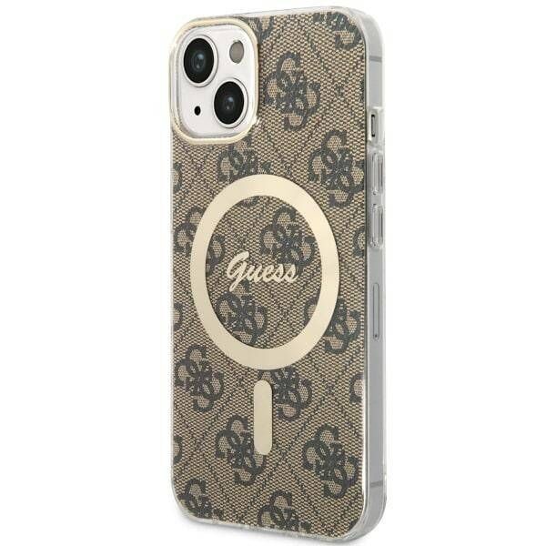 Original Case IPHONE 14 Guess Hardcase 4G Printed Stripe MagSafe (GUHMP14SP4RPSW) brown 3666339119775