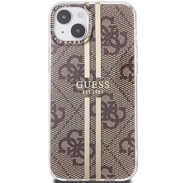 Original Case IPHONE 13 / 14 / 15 Guess Hardcase IML 4G Gold Stripe (GUHCP15SH4PSEGW) brown 3666339222826