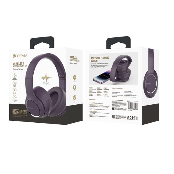 Devia Bluetooth headphones Kintone purple 6938595386466