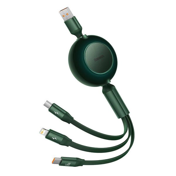 Baseus Bright Mirror 3, USB 3-in-1 cable for micro USB / USB-C / Lightning 66W / 2A 1.1m (Green) 6932172609122