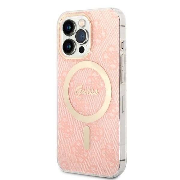 Original Case IPHONE 13 PRO MAX Guess Hardcase 4G Print MagSafe + Wireless Charger (GUBPP14SH4EACSB) pink 3666339103033