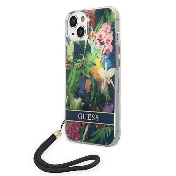 Original Case IPHONE 14 PLUS Guess Hardcase Flower Strap (GUOHCP14MHFLSB) blue 3666339093969