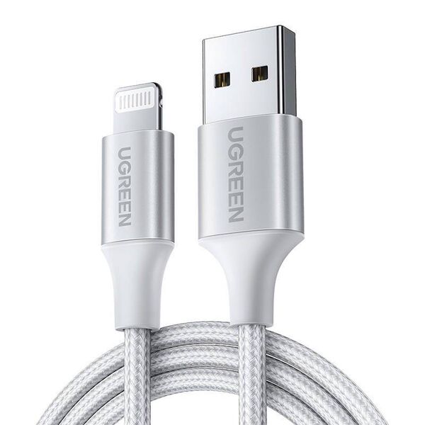 Cable Lightning to USB UGREEN 2.4A US199, 2m (silver) 6957303861637