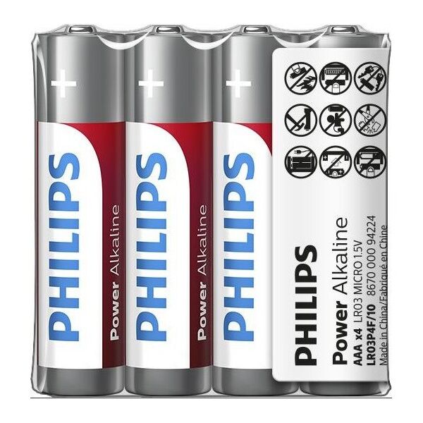 Battery PHILIPS AAA 4pcs Power Alkaline 8712581657581