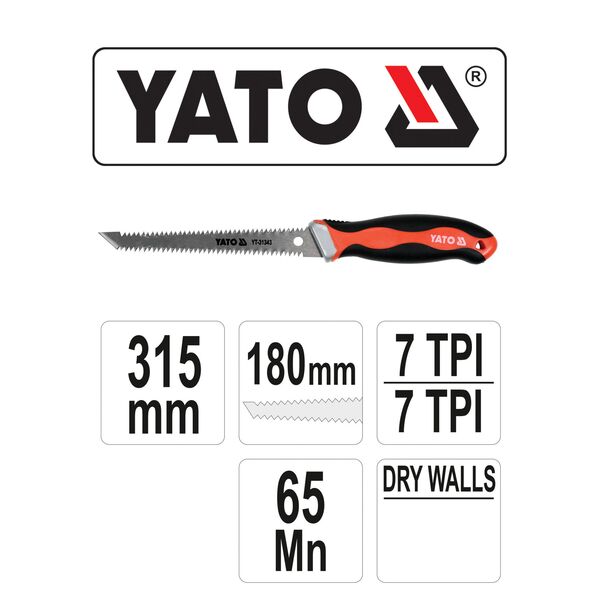 YATO ΠΡΙΟΝΙ ΓΥΨΟΣΑΝ ΤΡΙΠΛΗΣ ΚΟΠΗΣ 180mm YT-31343 20031343 ΤΕΜΑΧΙΟ εως 12 άτοκες δόσεις