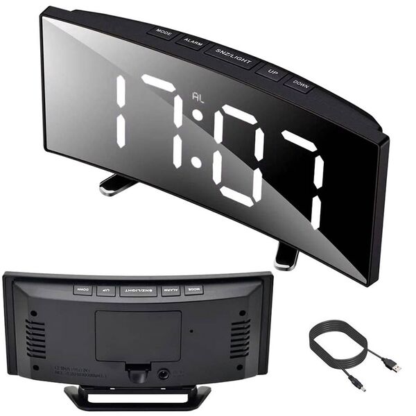 Mirror Clock Digital Electronic Electronic LED screen / Wake up / Thermometer black 5904161103288