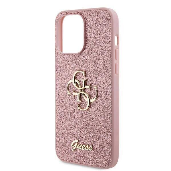 Original Case APPLE IPHONE 15 PRO Guess Hardcase Glitter Script Big 4G (GUHCP15LHG4SGP) pink 3666339147662