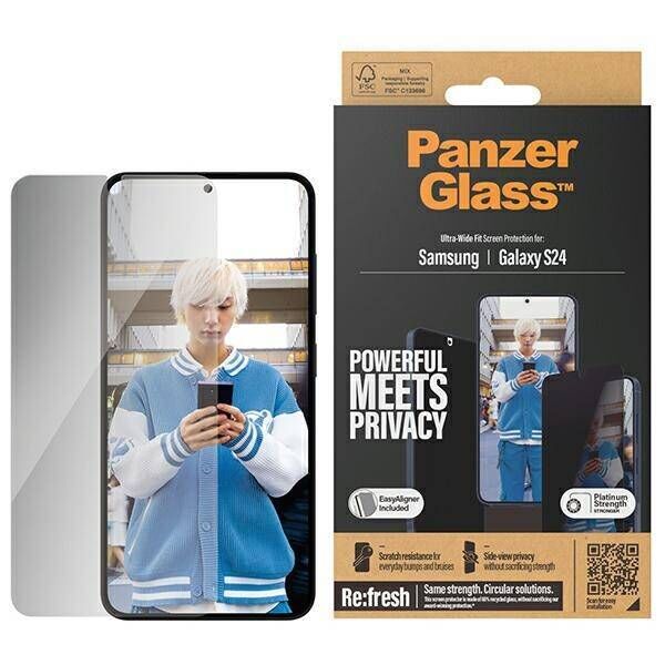 Tempered Glass SAMSUNG GALAXY S24 PanzerGlass Ultra-Wide Fit Privacy Screen Protection Easy Aligner Included Privatizing (P7350) 5711724173509