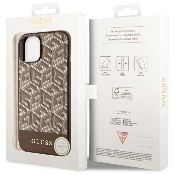 Original Case IPHONE 14 Guess Hardcase GCube Stripes MagSafe (GUHMP14SHGCFSEW) brown 3666339112462