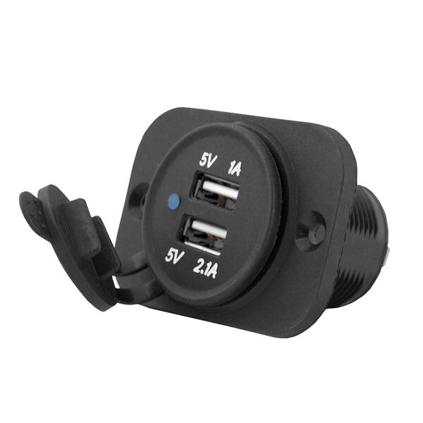 Recessed car charger with lid out: USB-A 5V/2,1A + USB-A 5v/1A, in:12V/24V 5902270717372