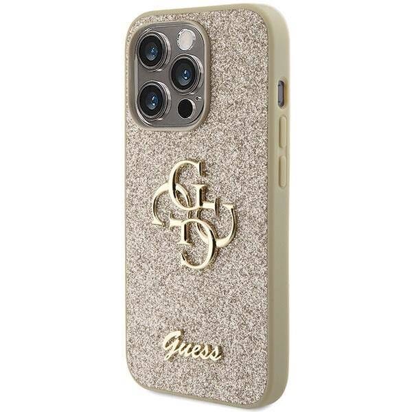 Original Case APPLE IPHONE 15 PRO Guess Hardcase Glitter Script Big 4G (GUHCP15LHG4SGD) gold 3666339147808