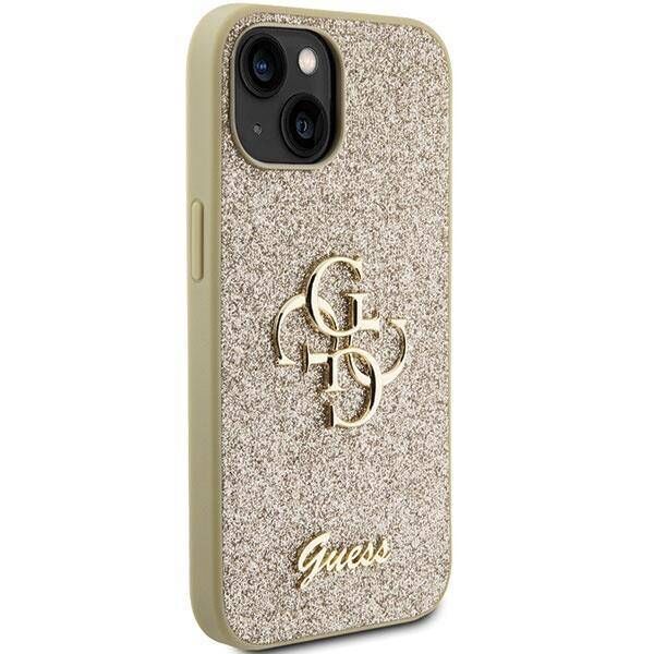 Original Case APPLE IPHONE 15 Guess Hardcase Glitter Script Big 4G (GUHCP15SHG4SGD) gold 3666339147785