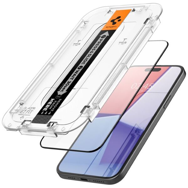 Spigen Folie pentru iPhone 15 - Spigen Glas.tR EZ FIT - Black 8809896752299 έως 12 άτοκες Δόσεις