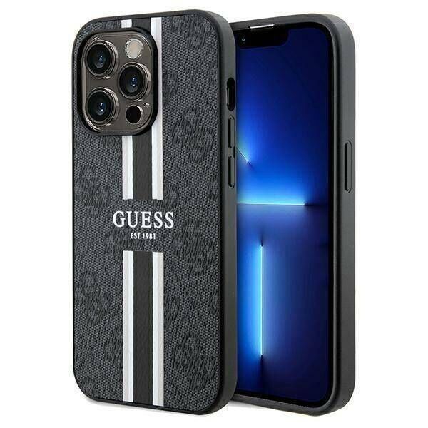 Original Case APPLE IPHONE 15 PRO Guess Hardcase 4G Printed Stripes MagSafe (GUHMP15LP4RPSK) black 3666339209735