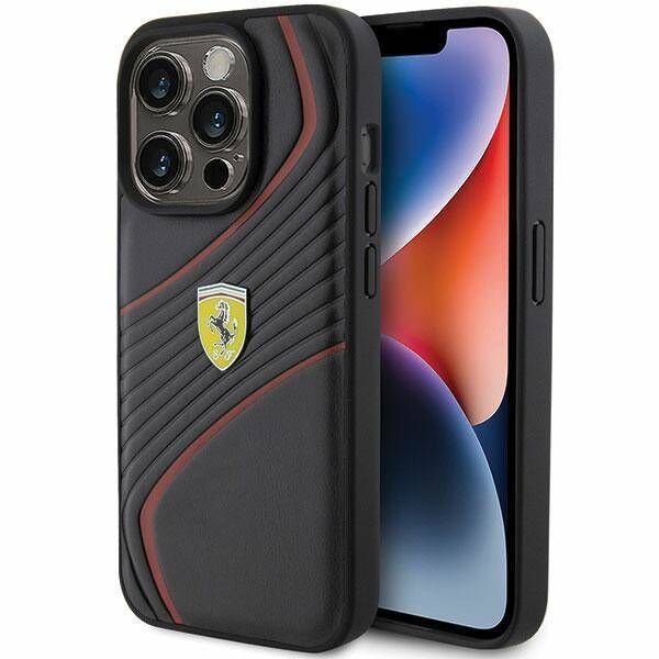 Original Case APPLE IPHONE 15 PRO Ferrari Hardcase Twist Metal Logo (FEHCP15LPTWK) black 3666339171018