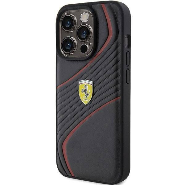 Original Case APPLE IPHONE 15 PRO Ferrari Hardcase Twist Metal Logo (FEHCP15LPTWK) black 3666339171018