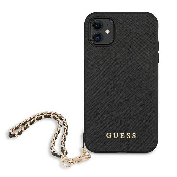 Original Case IPHONE 11 Guess Hardcase Saffiano Chain (GUHCN61SASGBK) black 3666339006037