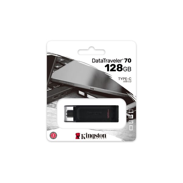 Kingston pendrive 128GB USB-C DT70 black 740617305371