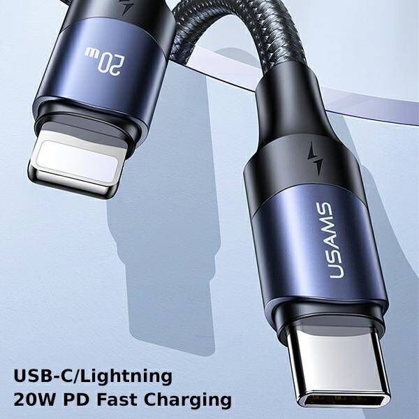 Cable 20W PD 1.2m USB-C - Lightning Usams U71 SJ521USB01 (US-SJ521) black 6958444973302