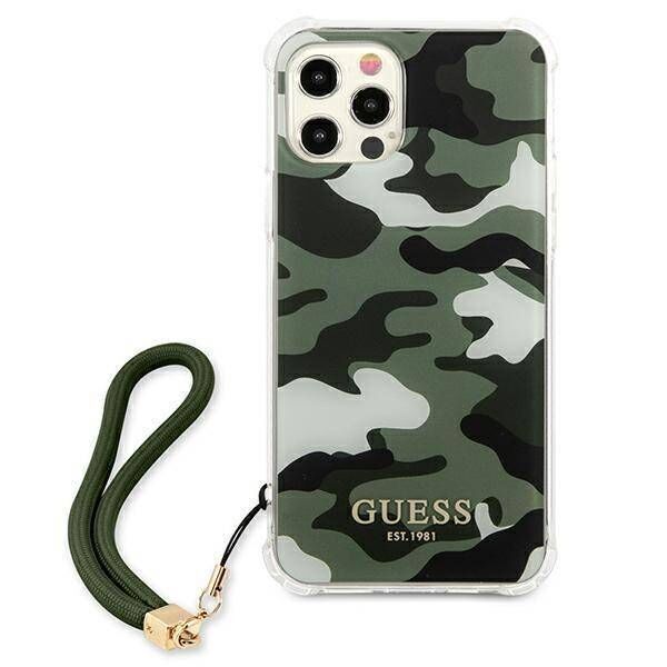 Original Case IPHONE 12 / 12 PRO Guess Hardcase Camo Collection (GUHCP12MKSARKA) green 3666339004095