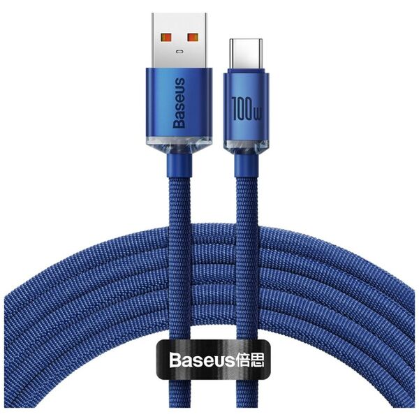 Baseus cable Crystal Shine USB - USB-C 2,0 m 100W blue 6932172602840