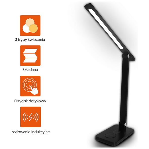 LED desk Lamp 10W, 3000/4500/6000K, induction charging, touch control, dimmer, black,  LTC 5902270787672