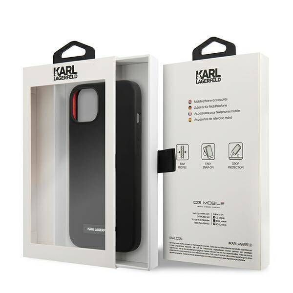 Original Case IPHONE 13 MINI Karl Lagerfeld Hardcase Silicone Plaque (KLHCP13SSLMP1K) black 3666339048761